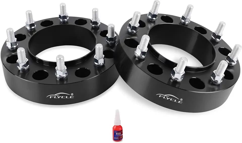 FLYCLE 8x200 Hubcentric Wheel Spacers, 2 inch 8x200mm Wheel Spacer M14x1.5 Studs & 142mm Hub Bore for Front Wheels 2005-2025 F350 Super Duty DRW, 2019-2025 Ram 3500 DRW
