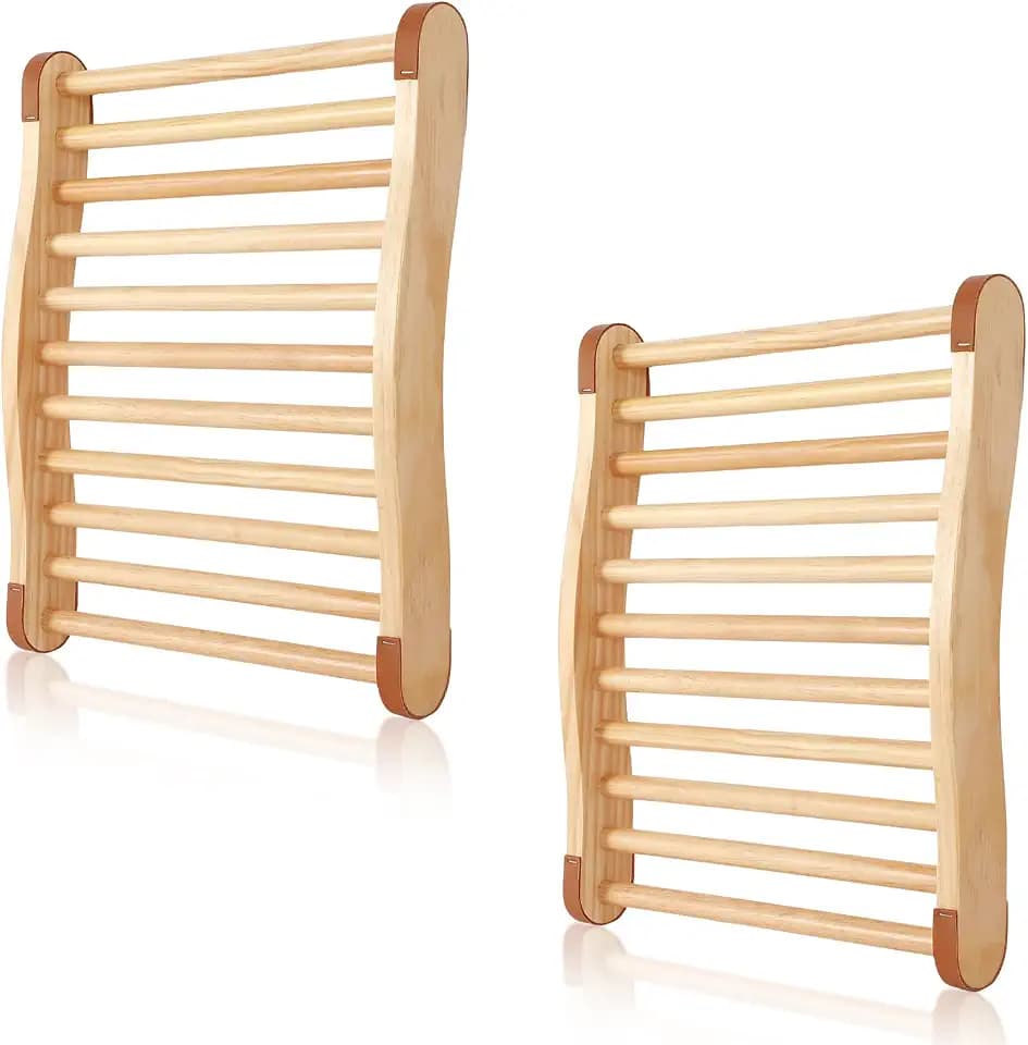FAHKNS 2PCS Sauna backrest Infrare, Sauna Backrest Sauna Accessoriesd, S-Shaped Barrel Sauna Backrest with Wooden Slip-Resistant Comfortable for Any Barrel or Infrared Sauna