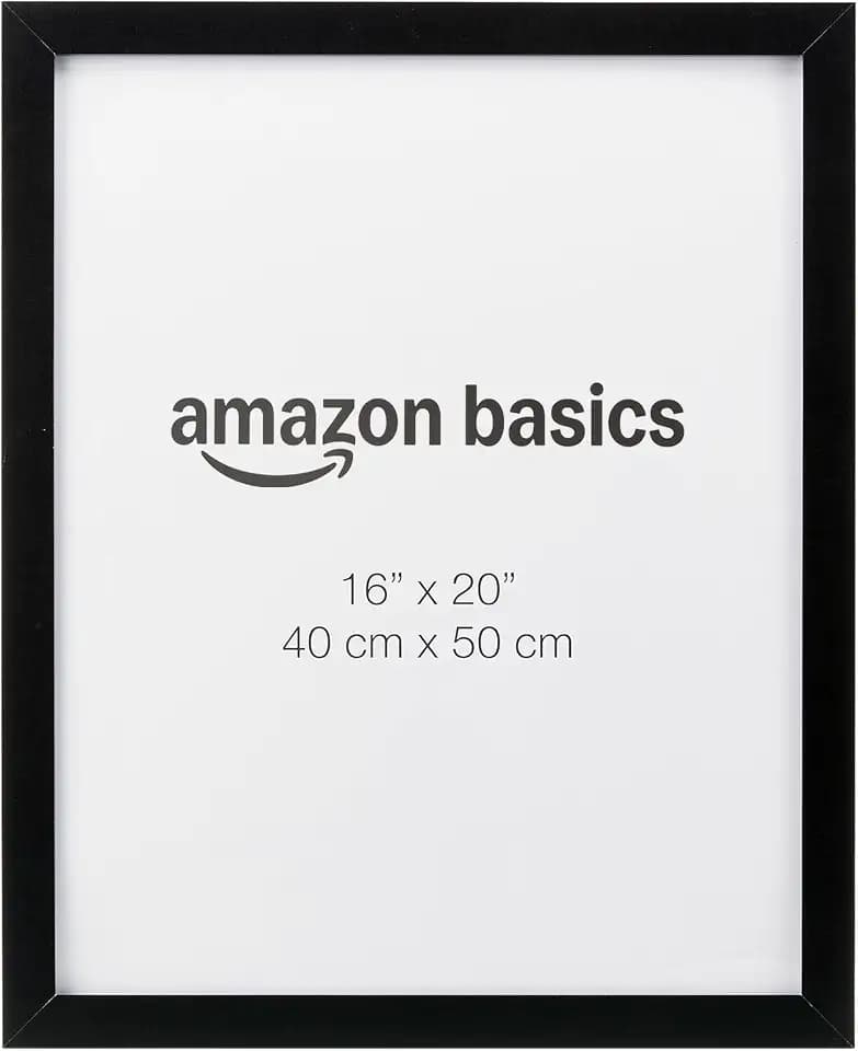 Amazon Basics Rechteckiger Poster-/Bilderrahmen aus Holz, 40cm x 50cm, Schwarz