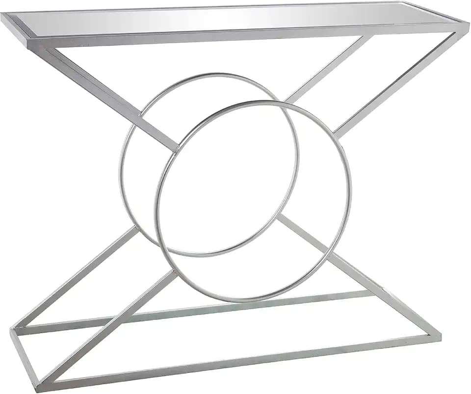 MESA ENTRADA METAL PLATEADO C/CRISTAL ESPEJO 100X32X78,5CM