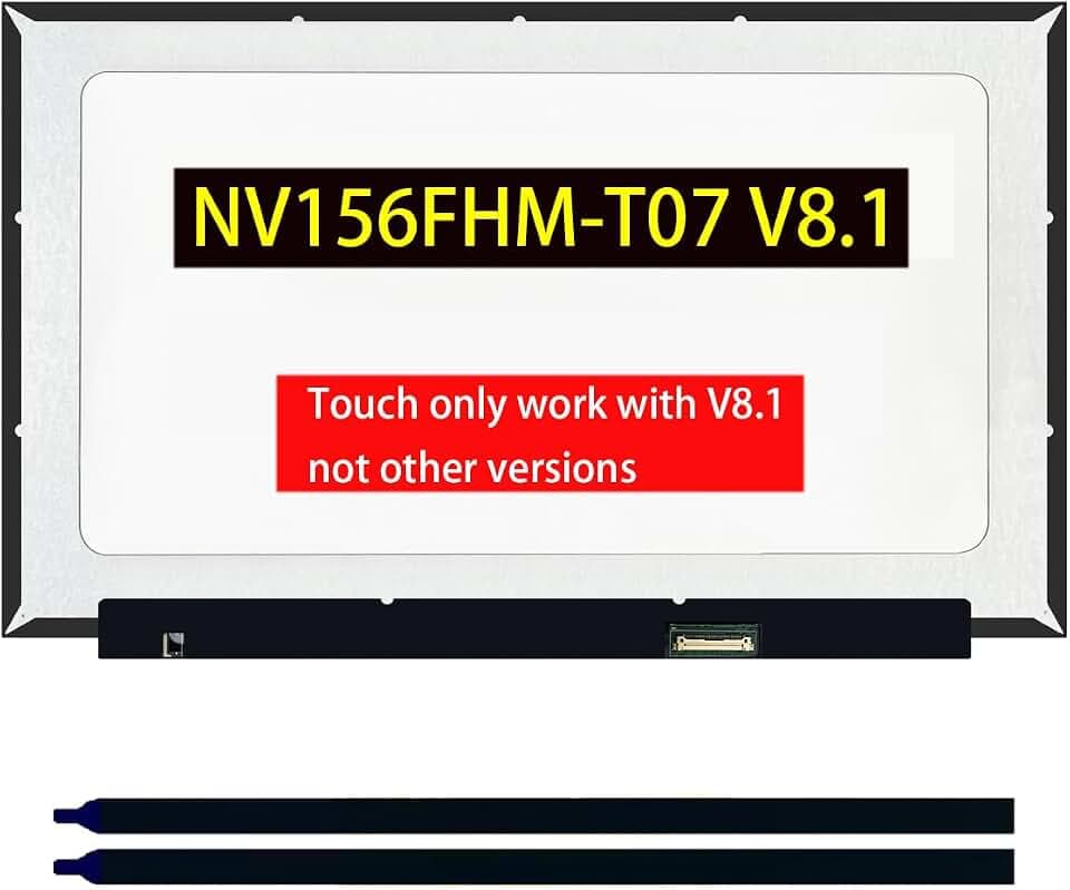 15.6 Inch LCD Screen Replacement for NV156FHM-T07 V8.1, LCD Screen 15.6" 40Pin Laptop Display Panel（Mate FHD 1920x1080p Touchscreen