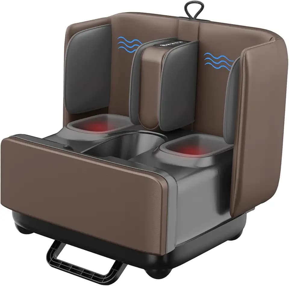 COMFIER 2 in 1 FSA Foot Massager Machine,HSA Shiatsu Foot and Calf Massager with Heat,Kneading,Vibration,Compression Massagers for Feet Health,Plantar Fasclitis,Gift for Mom Dad(Brown)