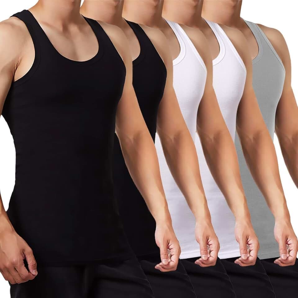FALARY Unterhemd Herren 3/5er Pack Tank Top 100% Baumwolle Männer Weiß Schwarz Mehrfarbig alle Größen gekämmte Feinripp