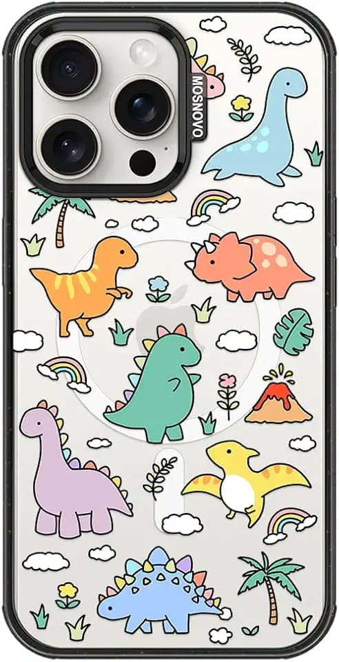 MOSNOVO for iPhone 15 Pro Max Case for MagSafe, Dinosaur Land, Black