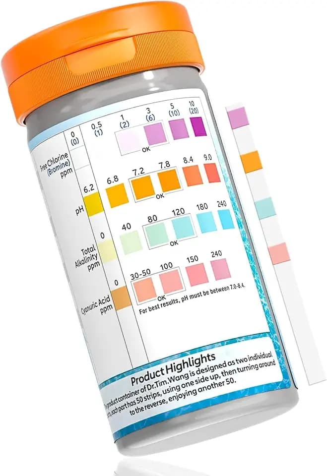 Pool and Hot Tub Test Strips - Accurate & Quick 4 in 1 Pool Water Test Kit