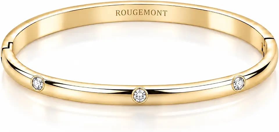 ROUGEMONT Damen Armreif, 18K Vergoldet, 50mm x 60mm, mit Zirkonia Steinen, Hochglanz