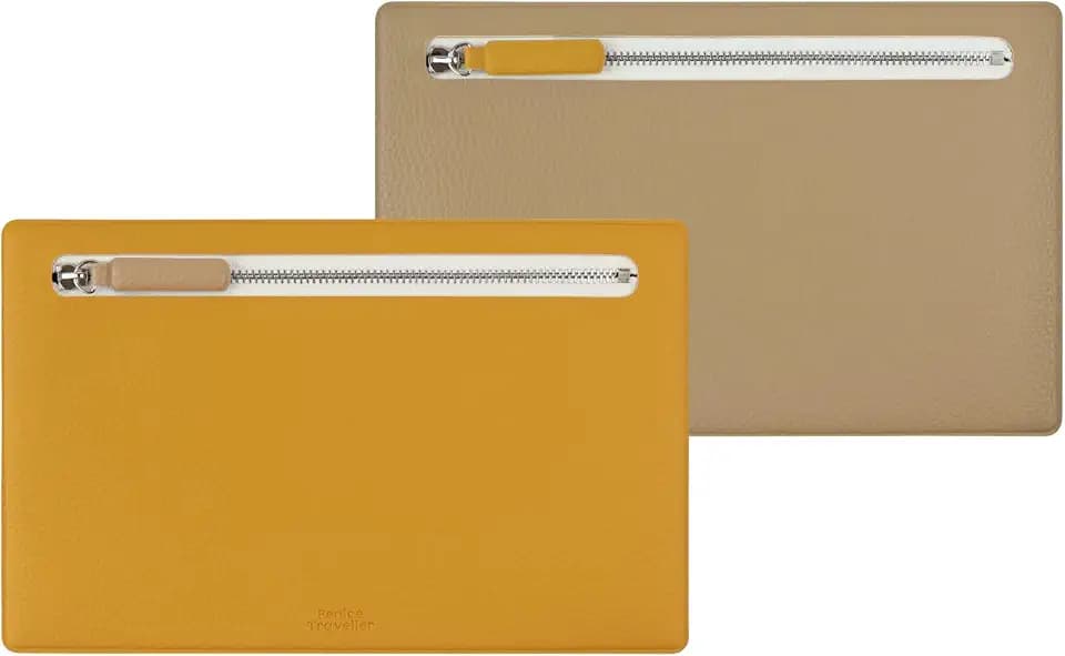Fenice Vegan PU Leather Multi-Purpose Travel Pouch Contrast Two-Tone Design, Smart Organization, Zippered Compartments