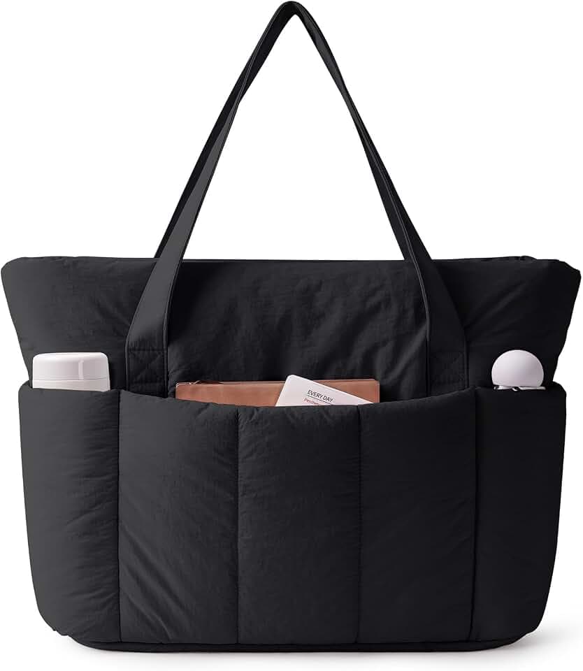 Narwey Puffer Tote Bag for Women Girl, Puffy Travel Gym Shoulder Handbag