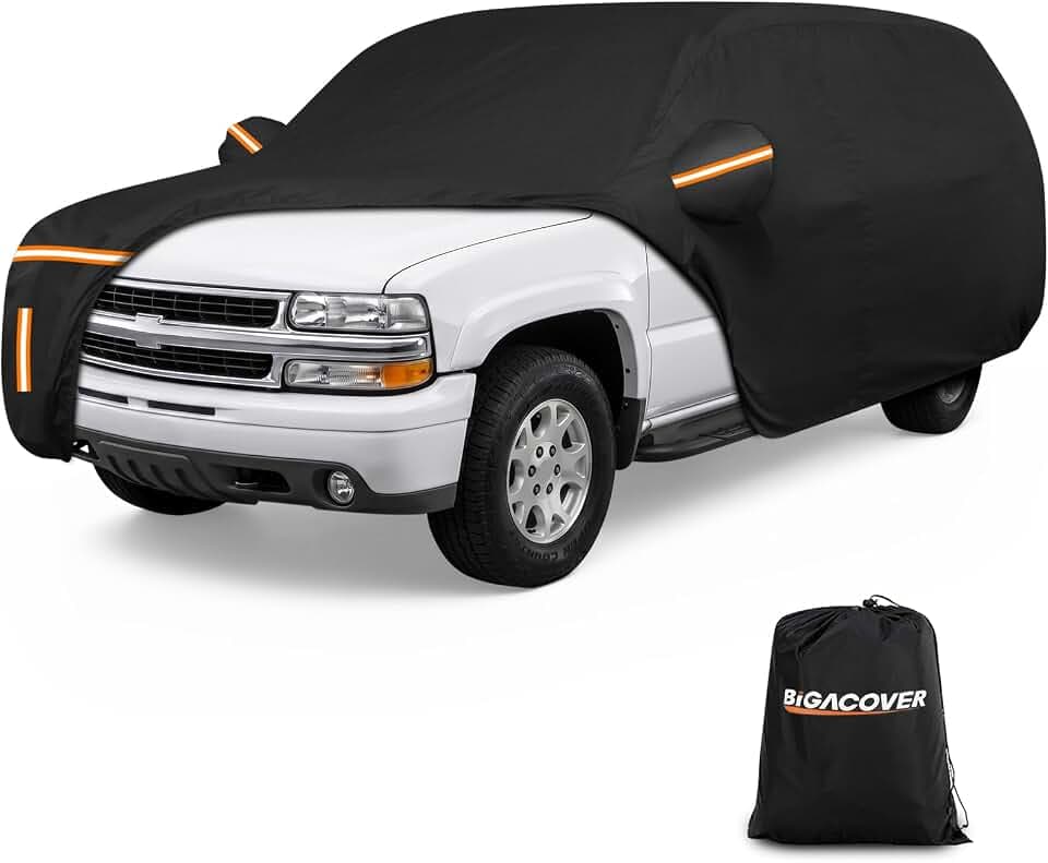 Car Cover for Chevy Suburban 1973-2026, Waterproof PEVA and Cotton Cover
