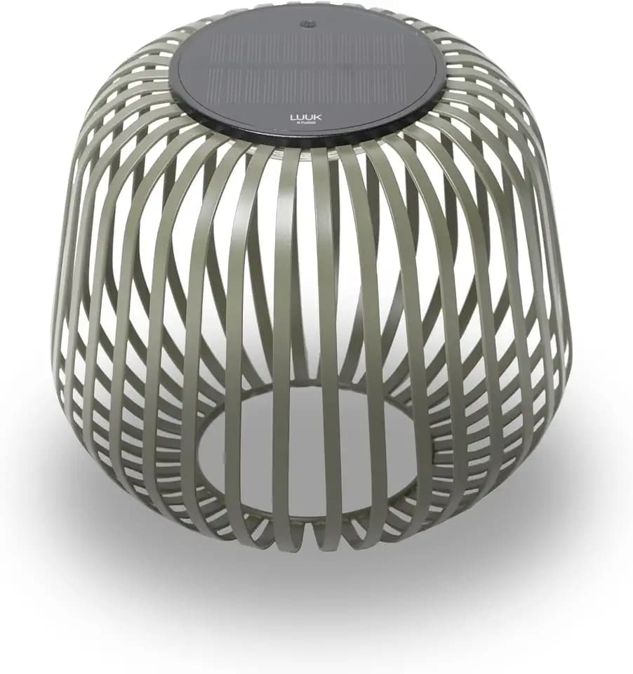 LUUK Studio Moderne Solarlampe, Kabellos, Windlicht, USB-C, Wald Grün, S
