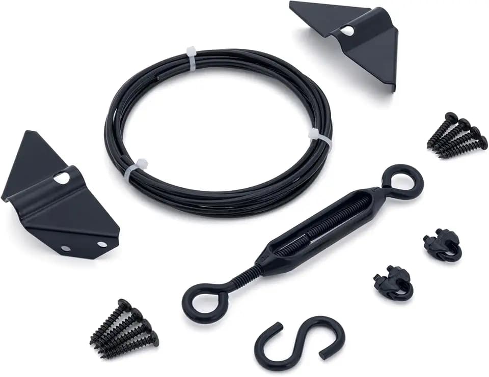 HILLMASTER Durable Anti Sag Gate Kit for Wooden Fence, Anti-Sag Gate Support Cable Kit in Zinc, Anti-Sagging Fence Gate Kit Steel Gate Hardware, Wood Door Repair Kit for Outdoor, Gate Frame Kit Black