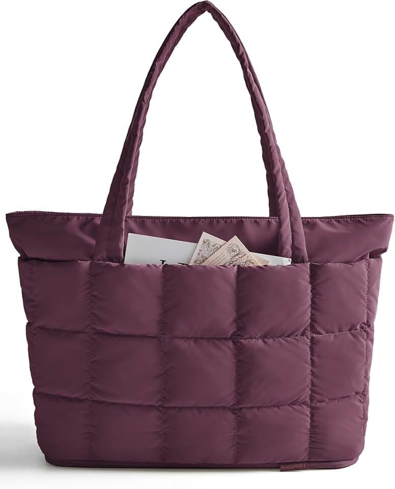 BAGSMART Expandable Tote Bag for Women, Puffer Work Tote Travel Bag