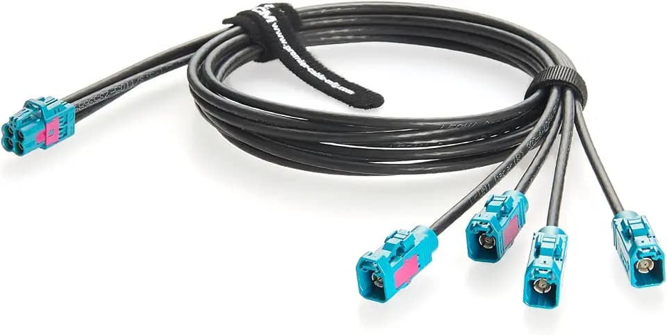 Rosenberger Quad HFM Mini FAKRA Z Code Female to Fakra Female Four Ports Automotive RF Coaxial Cable 4-in-1 AMK12D-1M4Z5-Z to 59Z113-000-Z GMSL FPD-Link Camera Vehicle LVDS Data Cable (0.5M/1.64FT)