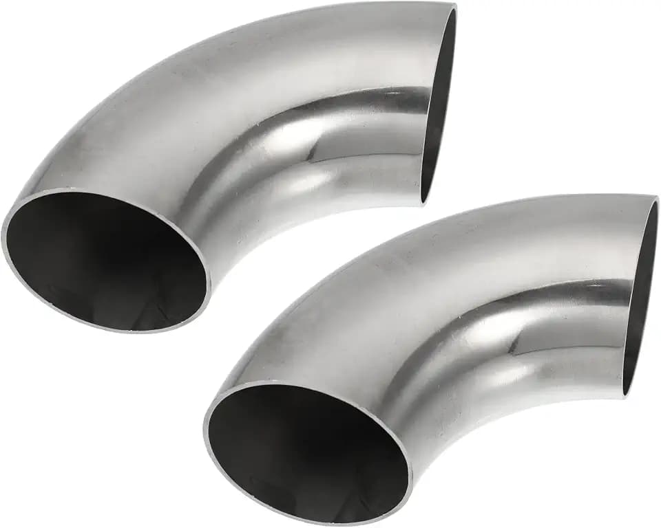 X AUTOHAUX 2pcs OD 2.25 Inch 90 Degree 1.5mm Thickness Mandrel Bend Elbow SS304 Stainless Steel Bend Tube Exhaust Elbow Pipe for Car Modified Exhaust System