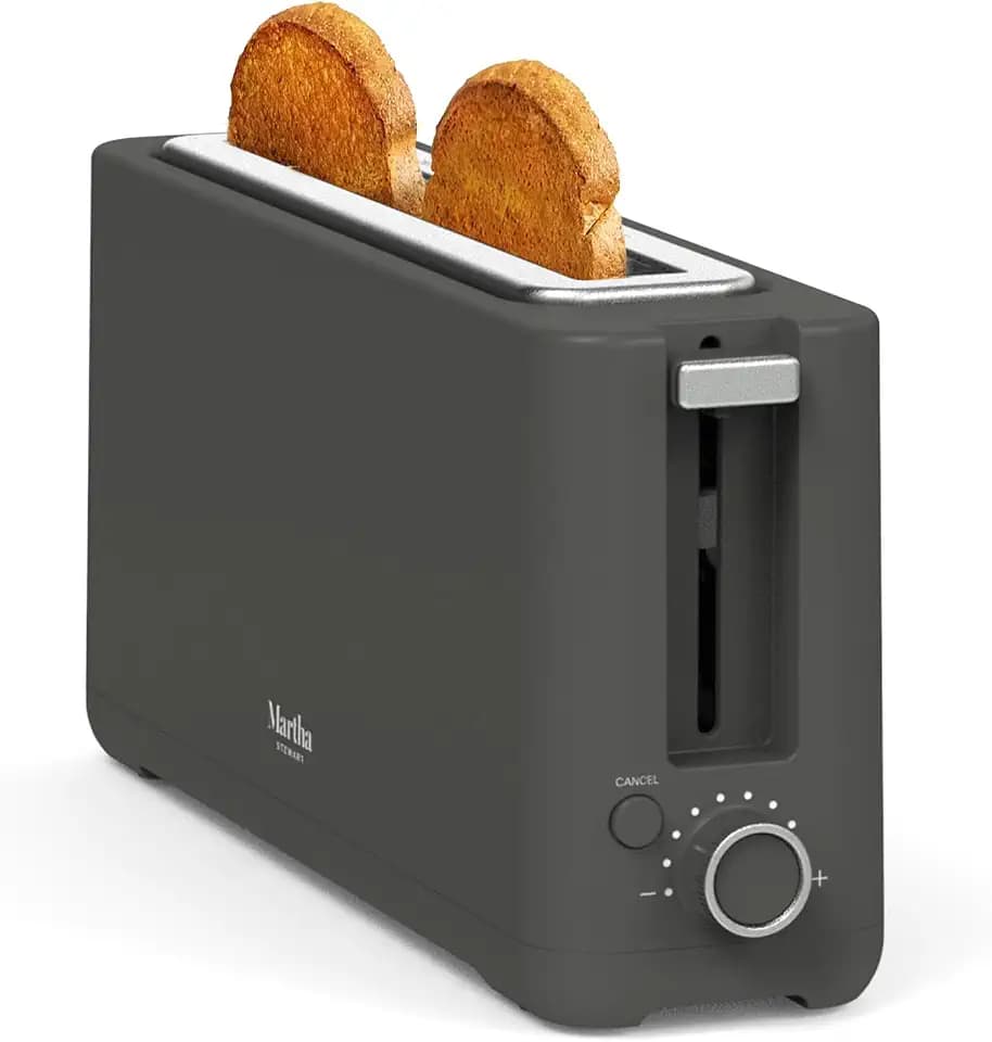 Martha Stewart 2 Slice Long Slot Toaster, Extra Wide, Caviar Gray