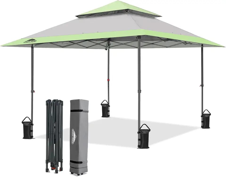 EAGLE PEAK 13x13 Pop Up Canopy Tent, Auto Extended Eaves, Gray