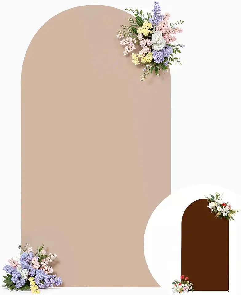 Wedding Arch Backdrop Cover, 6.6FT Nude Brown Arch Cover Stretchy Backdrops, Double-Sided Arch Stand Covers for Wedding Ceremony, Baby Shower, Birthday Party Decoration