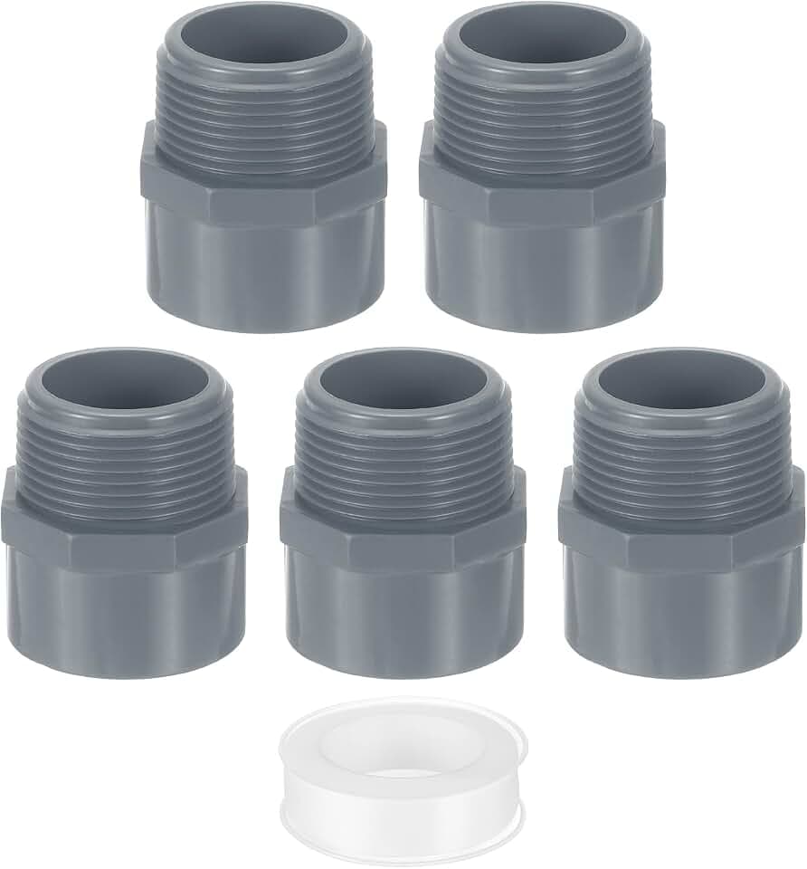 QUARKZMAN 5 Stück 40mm 2-Wege PVC Adapter Rohrverschraubungen(Sockel x männliches Rohrgewinde) Kupplung für Garten Schwimmbäder Bauernhof Bewässerung Wasserrohr Armaturenmit, Grau
