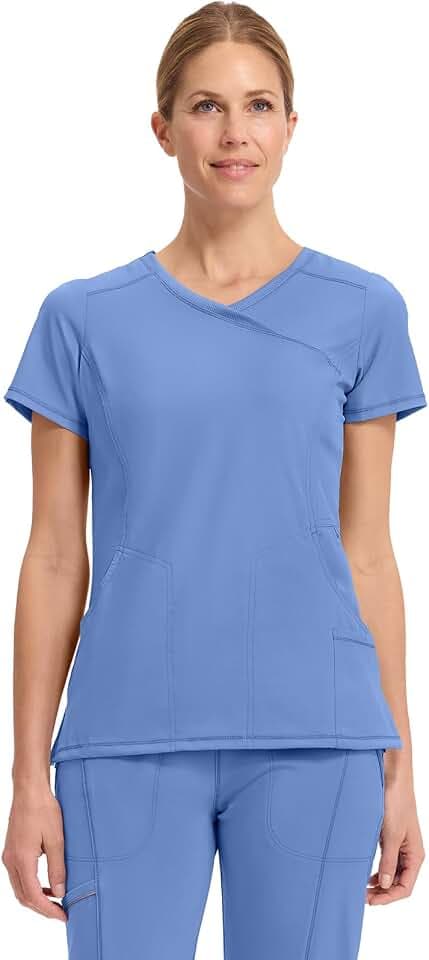 Cherokee Infinity Scrub Top for Women Mock Wrap Stretch
