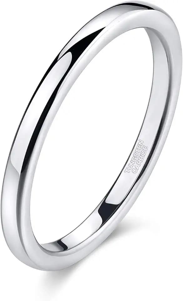 2mm Silber Herren Damen Wolfram Ring Wolframcarbid Ringe Hochzeit Ehering Verlobungsringe Polierte
