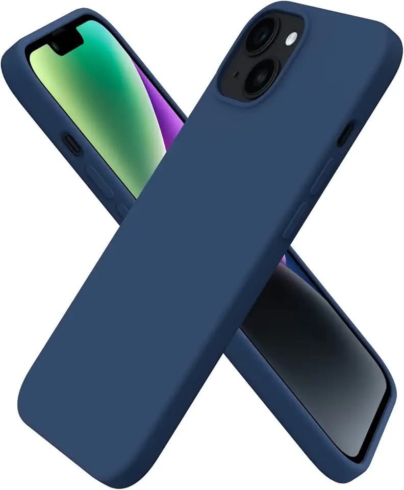 ORNARTO for iPhone 14 Case 6.1",Slim Liquid Silicone Cover,Storm Blue