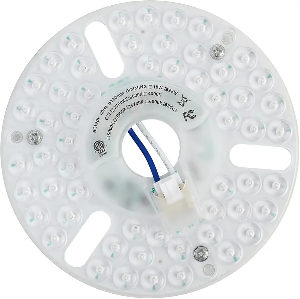 5.12'' LED Ceiling Fan Light Retrofit Kit, Ceiling Light Replacement Panel PCB, 22W 3CCT 3000K 4500K 6000K 2640LM 120V CRI80 ETL Dimmable (22)