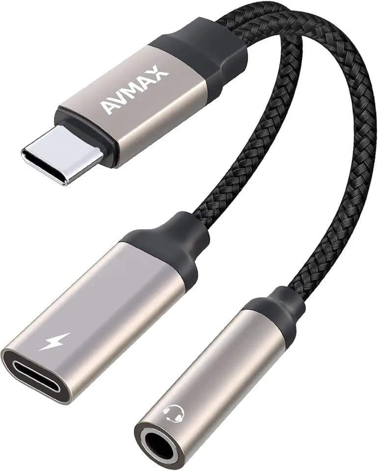 AVMAX USB C to 3.5mm Headphone Audio and Charger Adapter