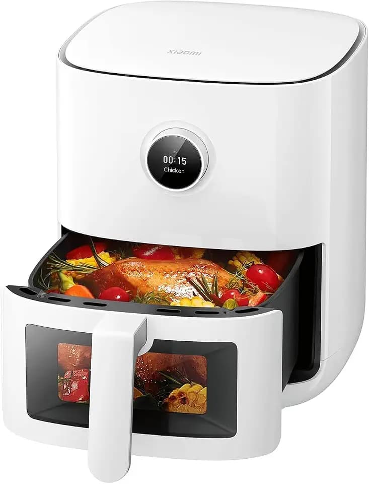 Xiaomi Smart Air Fryer Pro 4L Heißluftfritteuse mit OLED Display, Sichtfenster & optionaler iOS/Android App (1.600 W, 4 Liter, 40°-200°C, Timerfunktion, spülmaschinenfest, Google Assistant)