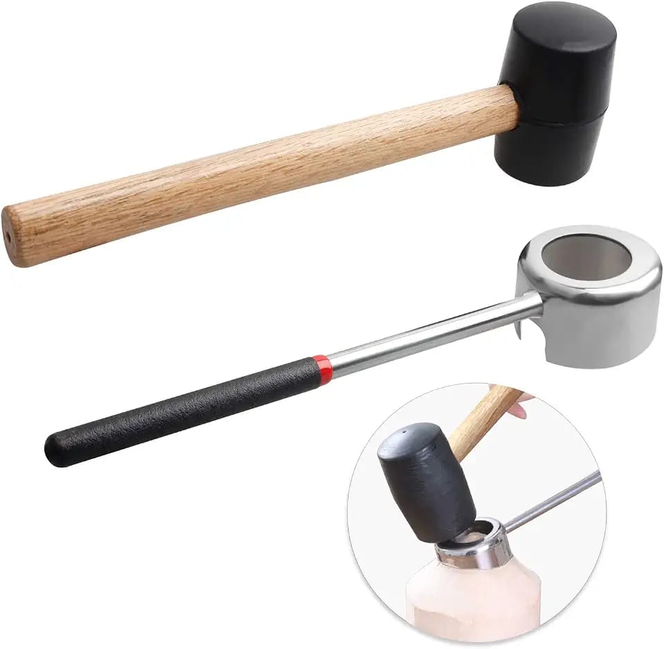 Coconut Opener Tools with Hammer，Easy to Open Young Coconuts Tool