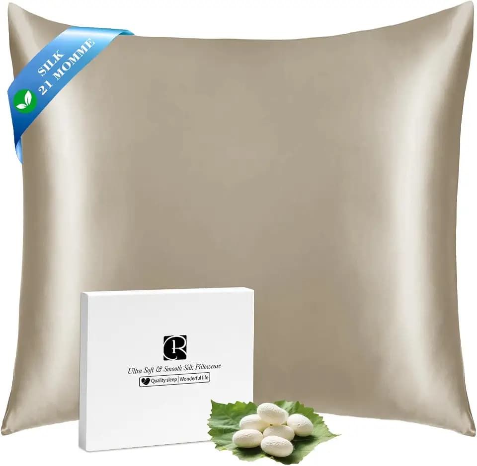 Ravmix Seidenkissenbezug 80x80 Maulbeerseide, für Haar & Haut, Taupe