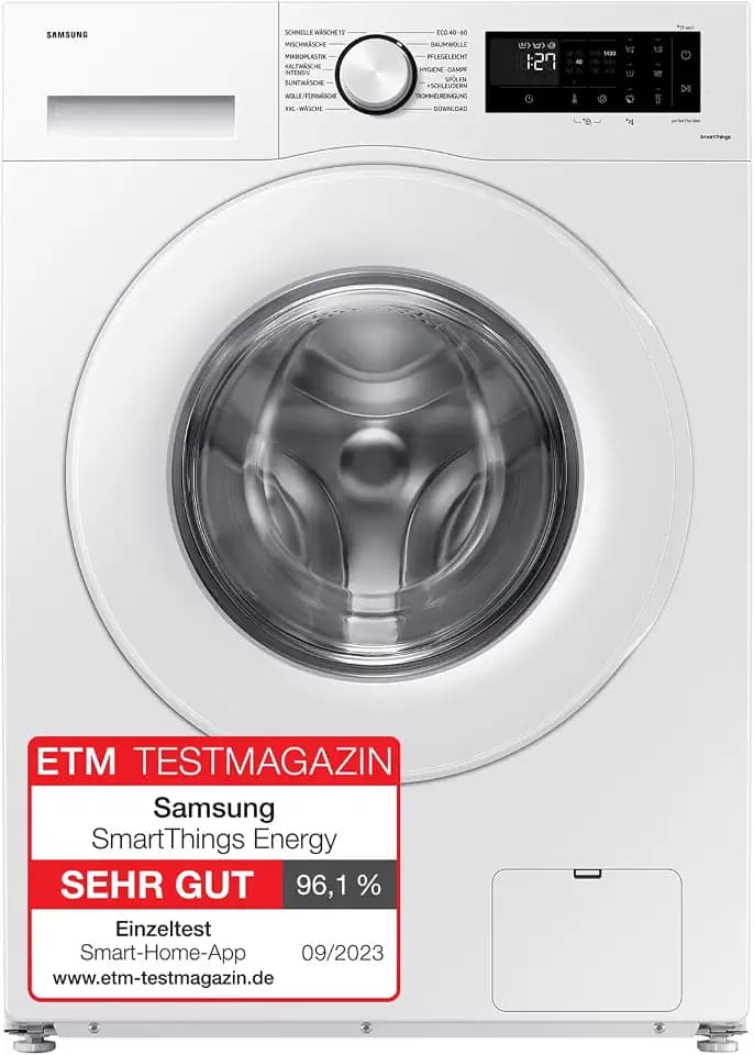 Samsung Waschmaschine, 8 kg, 1.400 U/min, EEK: A, Mikroplastik-Programm, Ecobubble, 14 Programme, WiFi SmartControl, Weiß, WW80CGC04ATEEG
