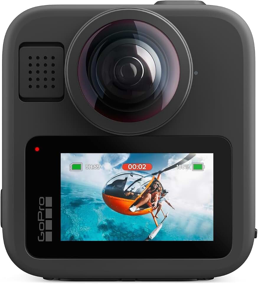 GoPro MAX2 – wasserdichte 360-Grad-Actionkamera + traditionelle Actionkamera mit Touchscreen, sphärischem 8K-Video, 29 MP 360-Grad-Fotos, leicht austauschbaren Objektiven, HyperSmooth-Stabilisierung