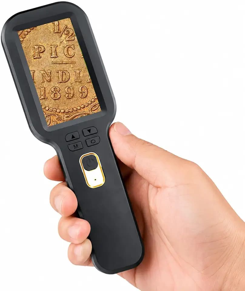 Handheld Digital Microscope 500X, 3" HD IPS Display, Coin & Jewel Magnifier