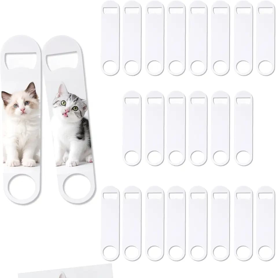 25 Pcs Sublimation Bottle Opener Personalized Blanks Flat Beer Bottle Opener Stainless Steel Sublimation Blank Products for Bar Kitchen Restaurant (White）