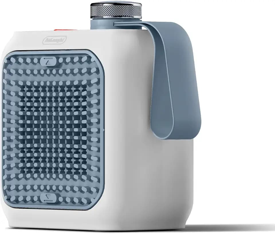 De'Longhi Capsule Desk - Keramik-Heizlüfter, Energiesparender Heizlüfter, Sofortige Wärme, Leise, Automatische Abschaltung bei Umkippen, 360 W, Blau (HFX10B03.LB)