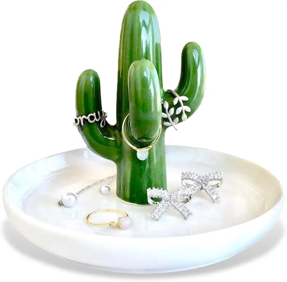 Kaktus Ringhalter Schmuckschale, Keramik Schmuckschale Tablett Organisatoranzeige zum Wohnkultur, Schale Deko Aesthetic Accessoires Geburtstag Einweihungs Geschenke Für Frauen Mama Freunde Freundin