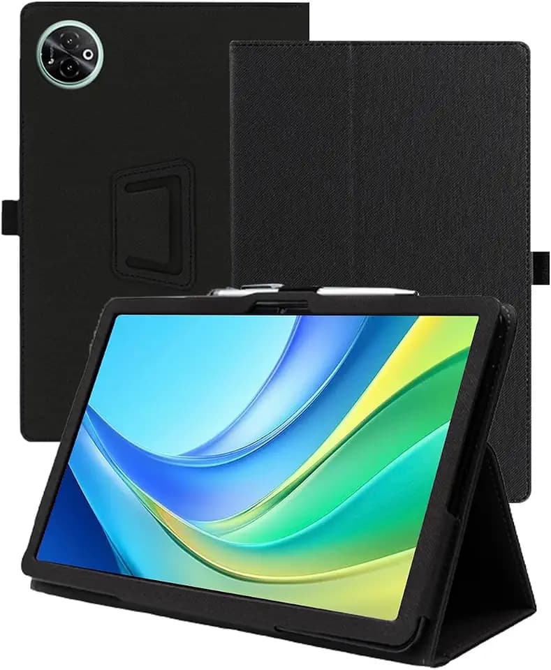 Case for Urao G140L/DOOGEE Tab E3 Max/Callsky-Tech Ctab 14 Tablet 14 inch，WUNIAK Premium Leather Business Folio Stand Cover for Urao G140L Tablet 14 inch with Hand Strap for Tablet,Black