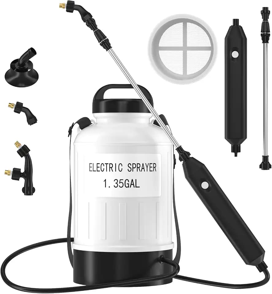 1.35 Gallon Battery Powered Sprayer, USB Pump Sprayer with Extendable Wand