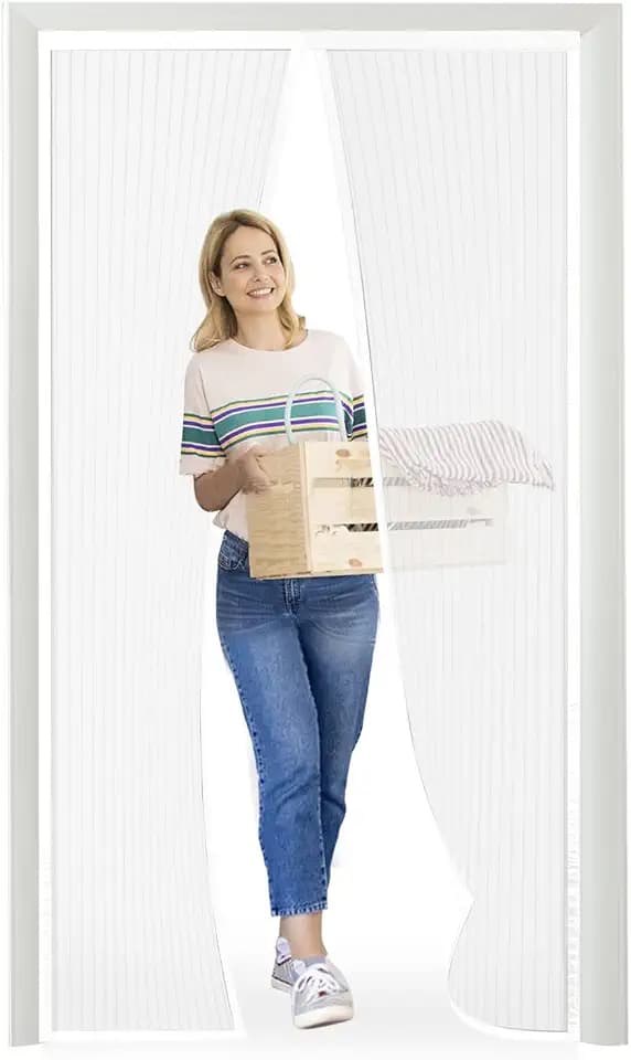 Fliegengitter Tür 100x195cm, Meet Beauty Fliegengitter Balkontür Weiß, Magnet Insektenschutz für Einfache Montage Ohne Bohren