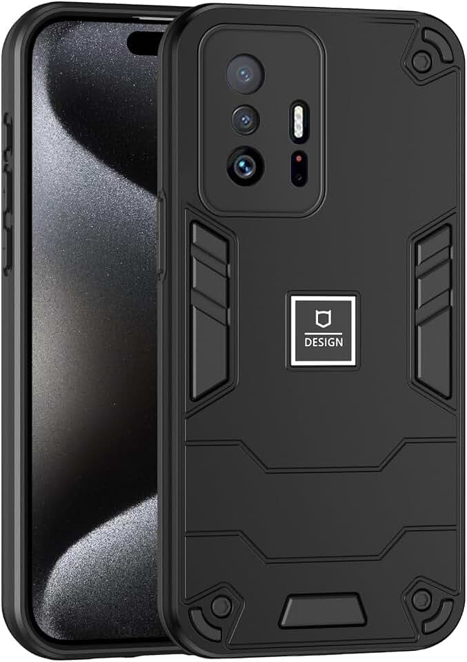 Phone Case Compatible with Xiaomi 11T 5G,Compatible with Xiaomi 11T Pro 5G 2107113SG 2107113SI 2107113SR Case Dual-Layer Drop-Proof TPU+PC 2-in-1 Protective Case Black