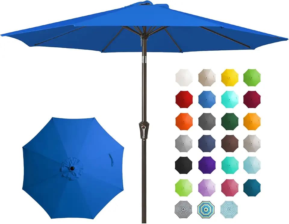 JEAREY 9FT Outdoor Patio Umbrella, Market Umbrella, Royal Blue
