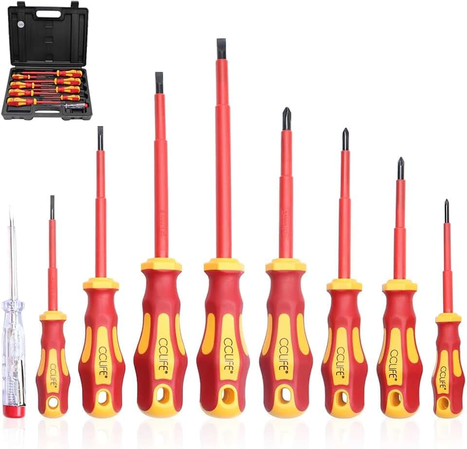 CCLIFE VDE Schraubendreher Set 9-tlg 1000V mit Spannungsprüfer PH & PZ