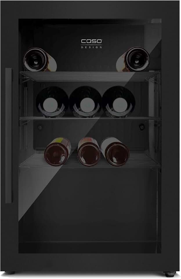 Caso BBQ Cooler S-R Black, Kühlschrank 63L, Türanschlag rechts, Temperatur -1-10°C, für Innen- und Außenbereich, IPX4/Spritzwasserschutz, Einbau geeignet, UV Sicherheistglas, abschließbar