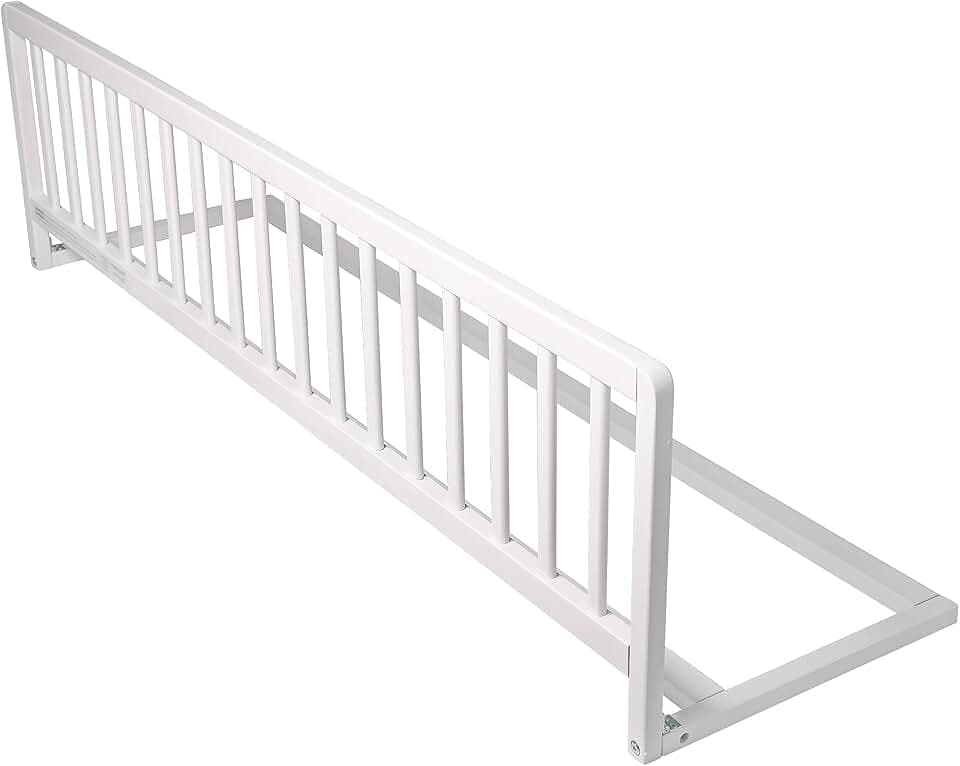 Safetots Extra Breiter Holzbettschutz, Weiß, 38cm hoch x 140cm breit, Bettgitter, Sicheres Kinderbettgeländer, Vormontiert, Einfache Installation
