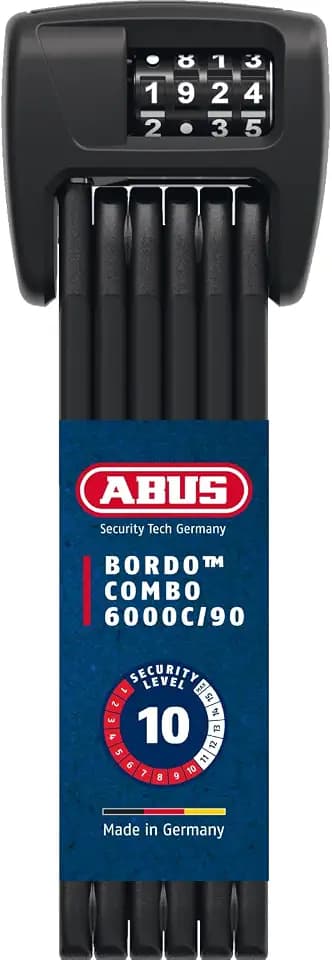 ABUS Faltschloss Bordo 6000C mit Saddlefix-Halterung & Regenkappe - Zahlenschloss aus gehärtetem Stahl - mit 4-stelligem Code - ABUS-Sicherheitslevel 10 - Länge 90 cm