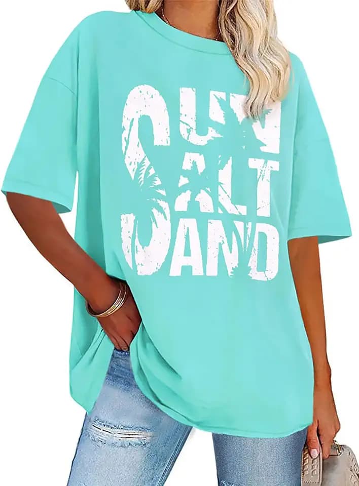 Womens Oversized Tshirt Graphic Tees Crew Neck Summer Short Sleeve Tops