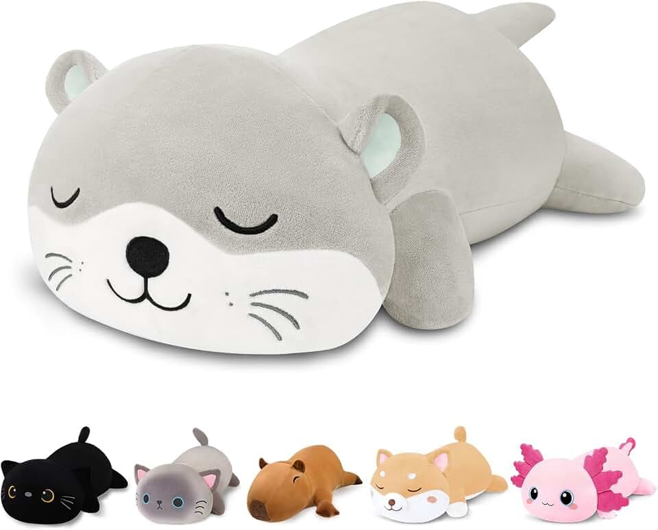 Finebee Weighted Otter Stuffed Animals, Cute Weighted Otter Plush, Soft Stuffed Weighted Plushie Birthday for Kids & Adults (13.8" 1.6Lbs)
