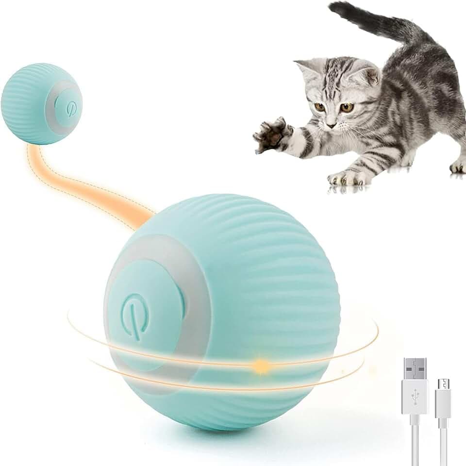 Elektrisches Katzenspielzeug Mit LED-Licht - 360-Grad-Ball Zur Selbstbeschäftigung, Interaktiv, Selbstdrehend, Intelligent, USB-Wiederaufladbar