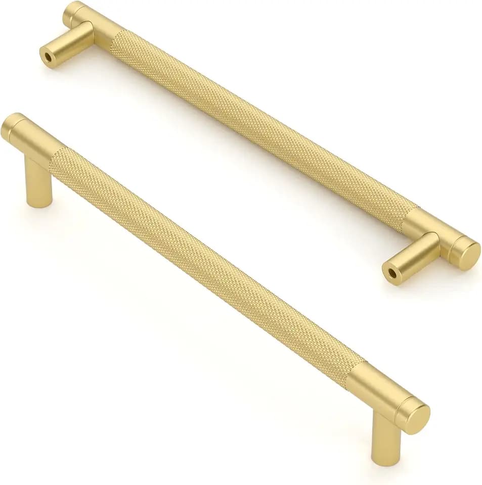 Asidrama 10 Pack 7.5 Inch(192mm) Brushed Gold Kitchen Knurled Cabinet Handles, Cabinet Pulls Kitchen Cabinet Hardware for Cupboard Drawer Pulls