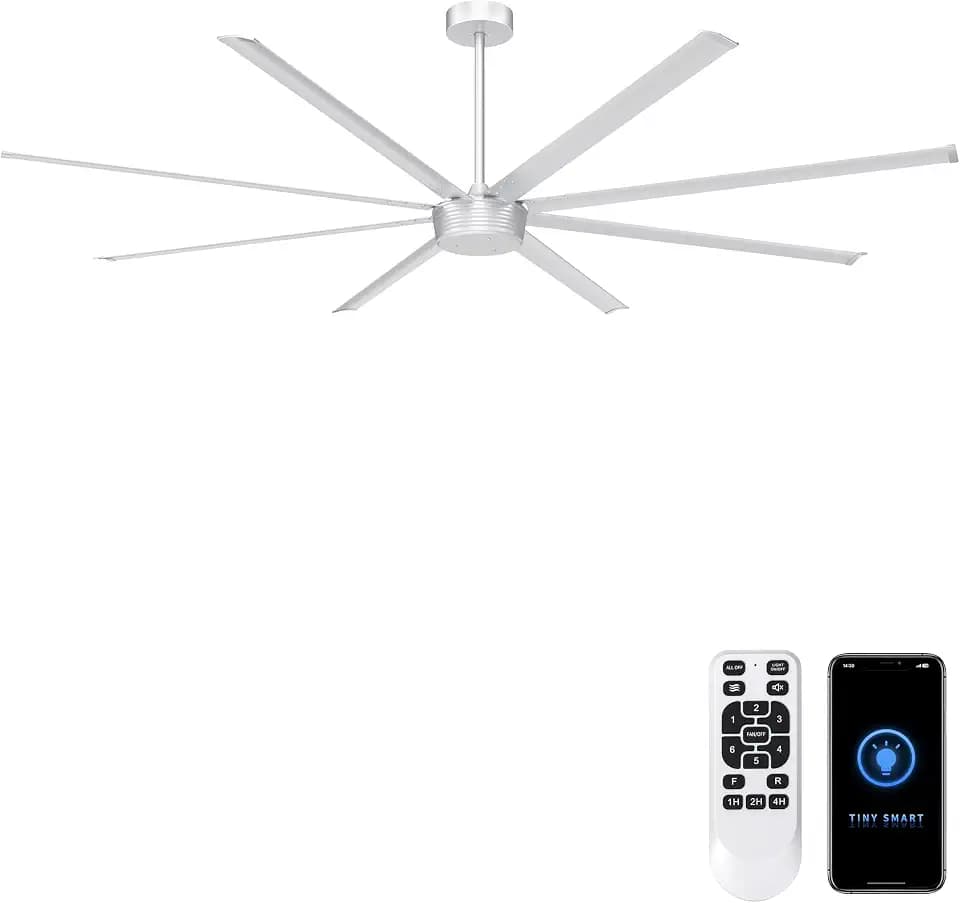 Ohniyou 96" Industrial Ceiling Fan No Light, High CFM Large Metal Fan